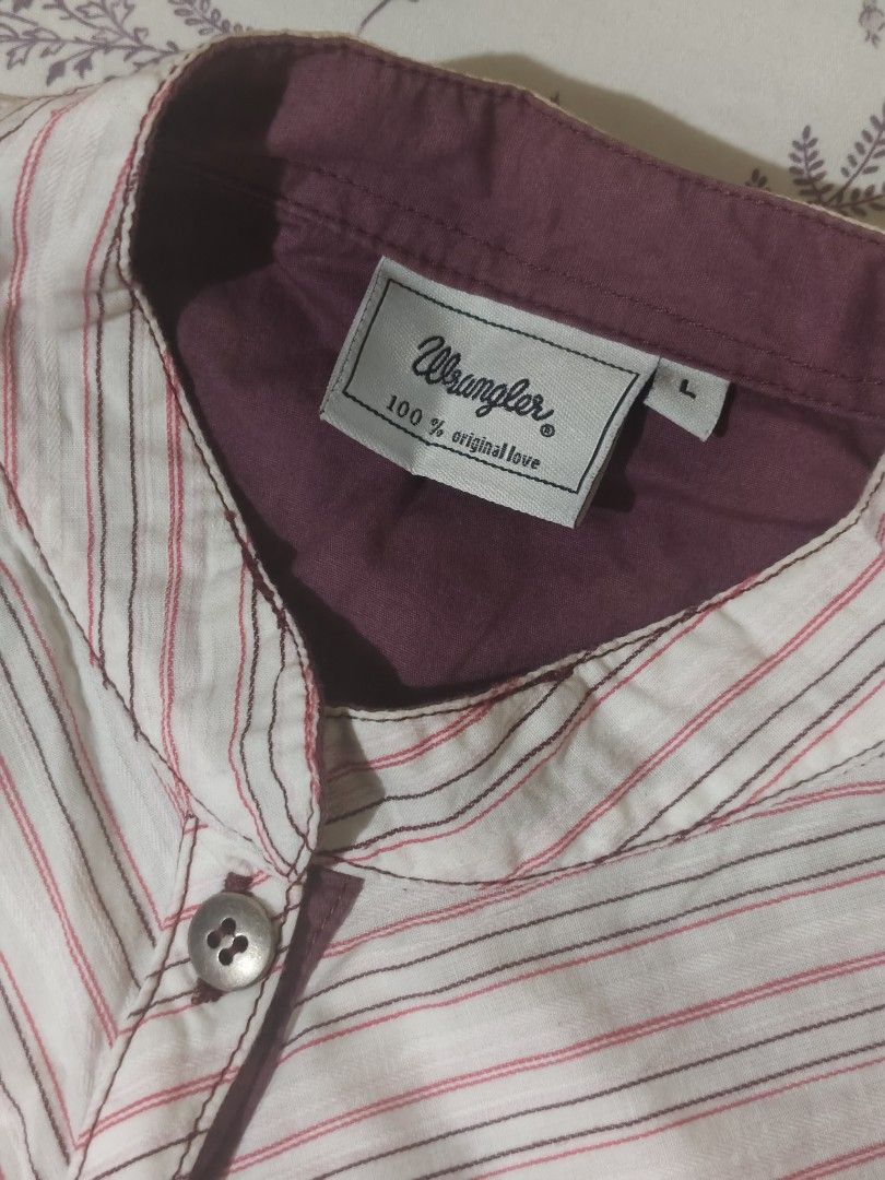 Wrangler purple Y2K-style blouse (Category: Blouses) located in Bulacan. Submitted by angel.decluttersx (Listing ID 1461985074, Image 3). Description: large size on tag L 26" W 16" needs washing cotton fabric material.