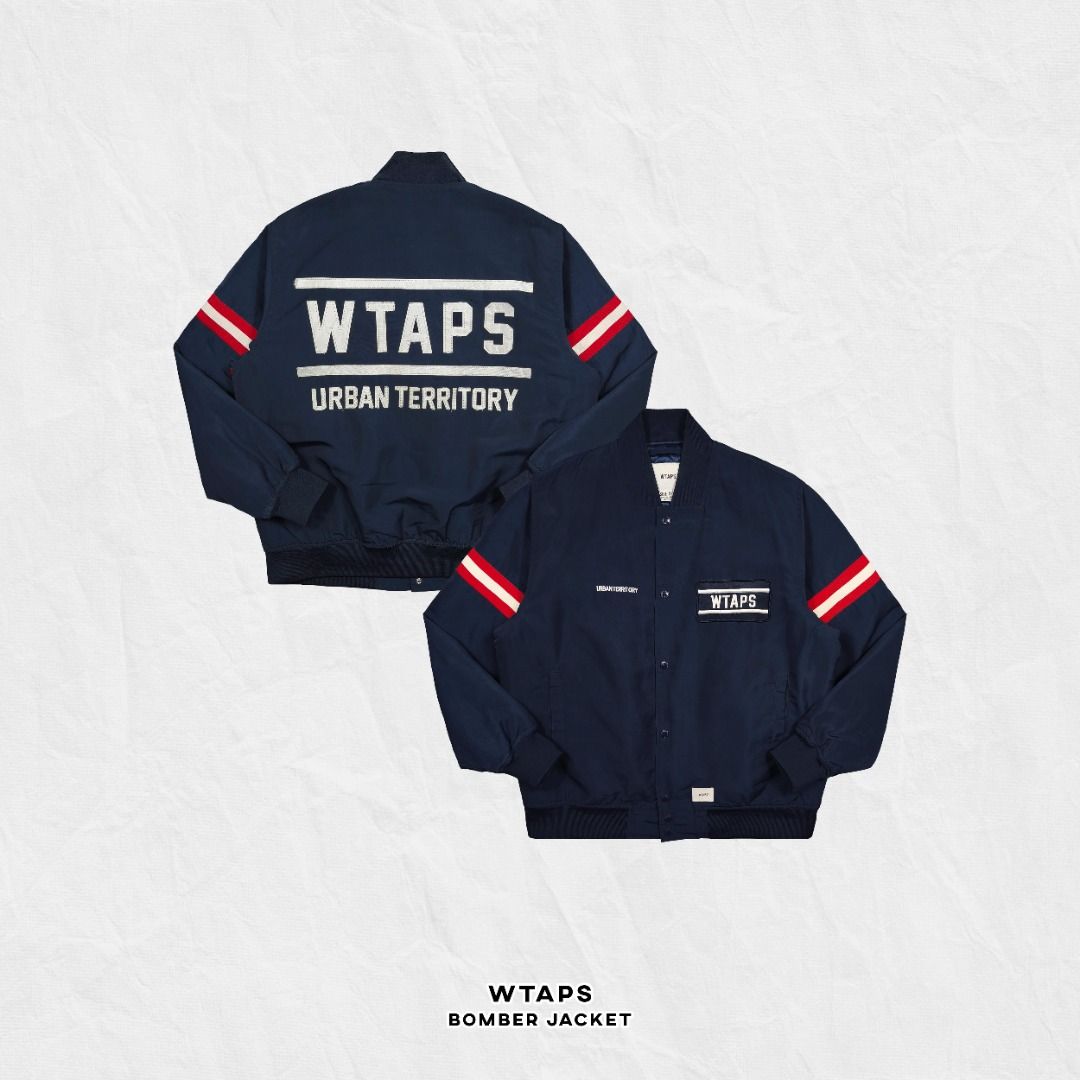 WTAPS BOMBER JACKET (Category: Coats, Jackets and Outerwear) located in Baguio. Submitted by curatedandselected (Listing ID 1461911187, Image 1). Description: Size: large Dimes: 25.5W x 28.5L Condition: 9.5/10 Fabric: satin nylon.