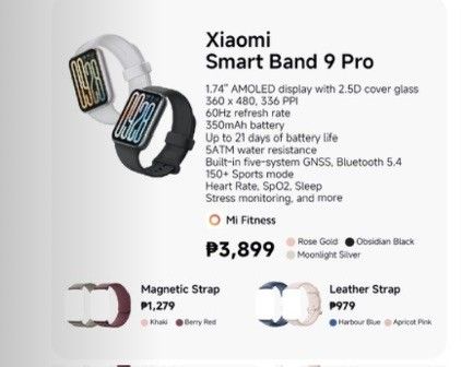 Xiaomi Band 9 Pro (Category: Wearables & Smart Watches) located in Manila. Submitted by mithriftshopbop25 (Listing ID 1461951613, Image 1). Description: Xiaomi Band 9 Pro Brand New (SEALED) 2500 only SRP: 3,899.