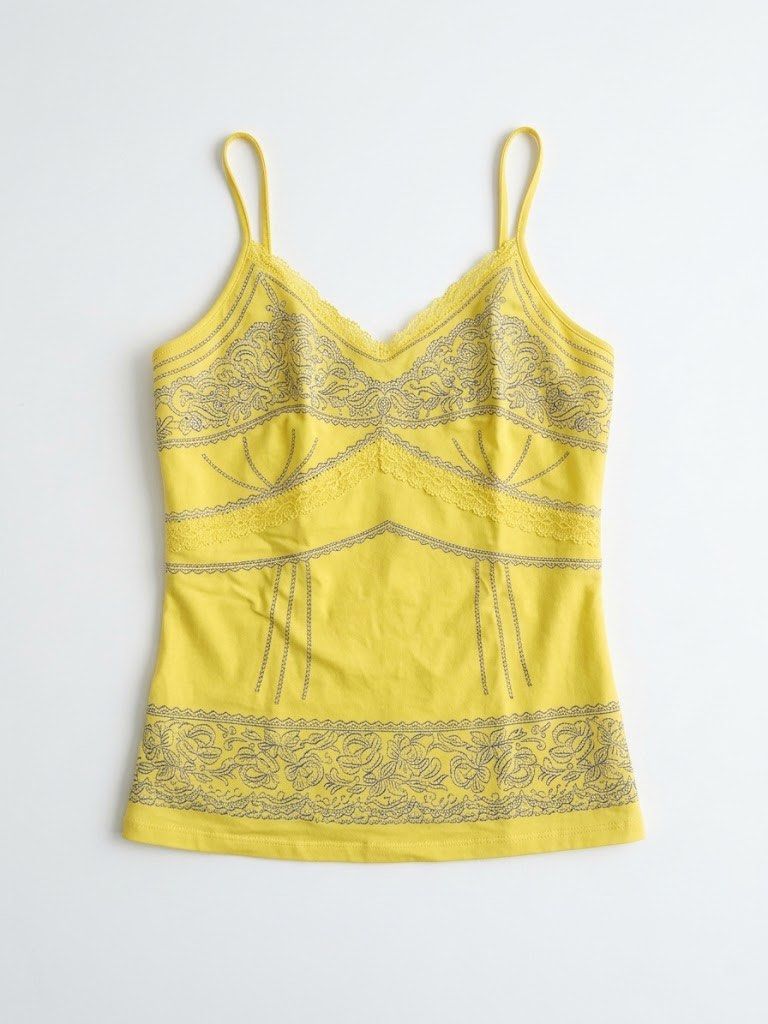 Yellow Camisole Cami Tank Top with Lace Pattern (Category: Sleeveless) located in Tarlac. Submitted by nevercursed (Listing ID 1461975670, Image 1). Description: Fits XS-S! 📌 Additional Fee/s: + Shipping Fee 💳 MOP: GCash/BDO/Maribank 📦 MOD: J&T .