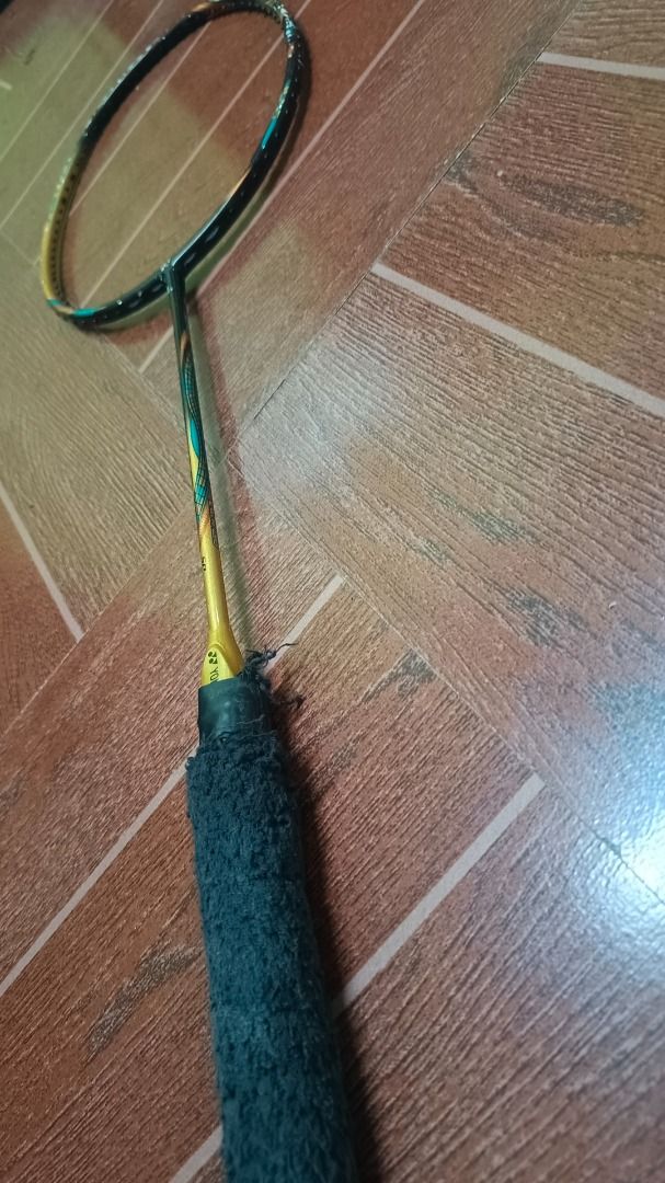 Yonex Badminton astrox 88D (Category: Racket and Ball Sports) located in Caloocan City. Submitted by jean_carlo1 (Listing ID 1461908110, Image 1). Description: - Yonex badminton racket - Black and yellow color scheme - Visible scuffs on the frame from normal use - Grip is worn and recommended for replacement - Suitable for casual games - Sold as is.