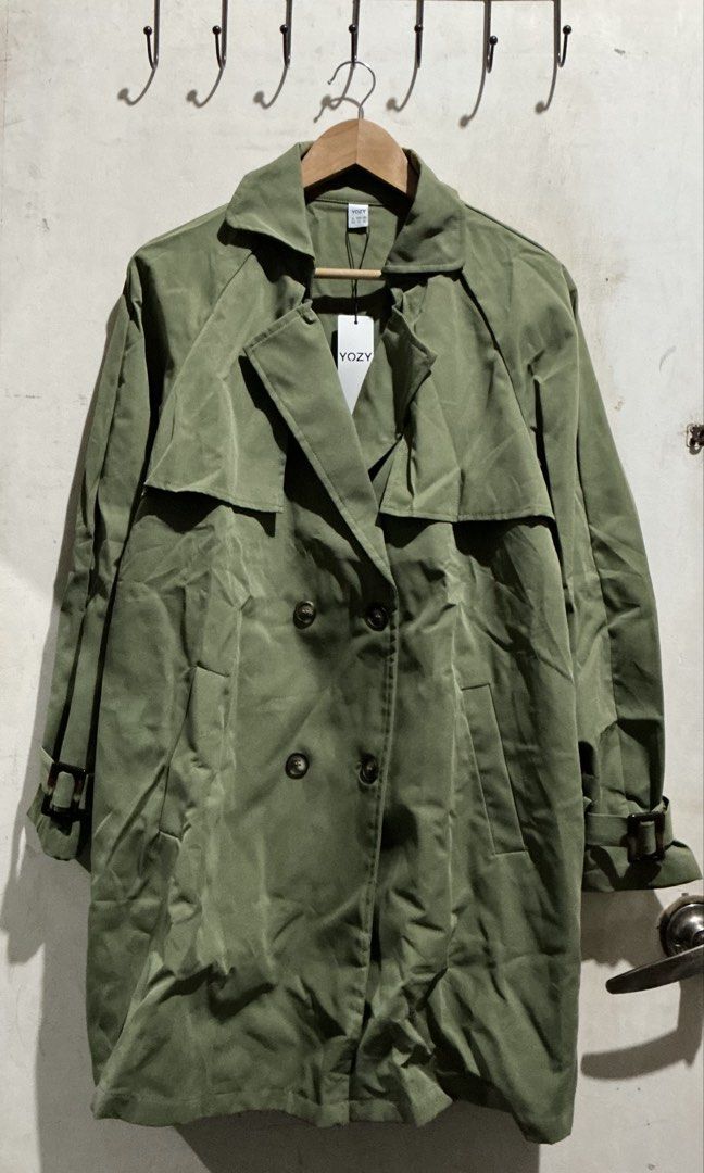 YOZY TRENCH COAT (Category: Coats, Jackets and Outerwear) located in Dagupan City. Submitted by trendies_collection (Listing ID 1462007639, Image 2). Description: Brand new with pouch and hang tag Large on tag With belt and belt slot, same sa sleeves No issue.