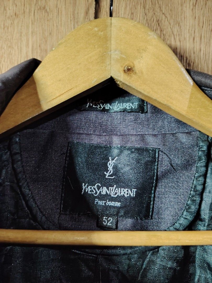 Yves Saint Laurent YSL Bomber Jacket Size 52 (Category: Coats, Jackets and Outerwear) located in Baguio. Submitted by angeloshoppebaguio2600 (Listing ID 1461980033, Image 3). Description: - Classic Yves Saint Laurent jacket - Features iconic YSL logo embroidered on chest - Zip-up front with pockets - Size: 52 - Inner lining has damage near pocket area (refer to last photo for details) color rate niya nasa 8/10 pa po .