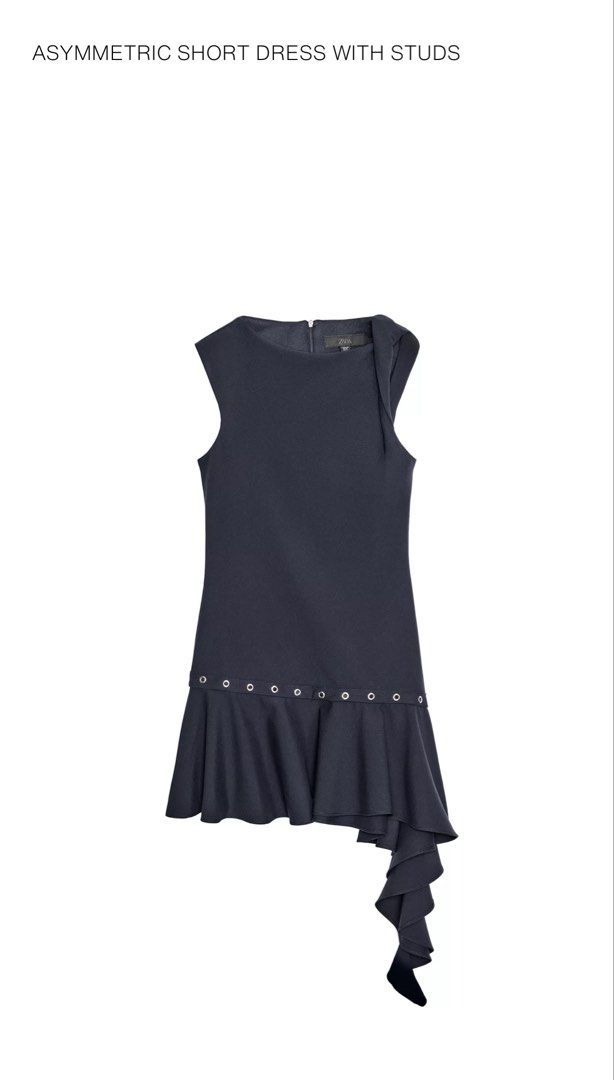 ZARA Asymmetric Short Dress with Studs (Category: Dresses) located in Bacolod City. Submitted by prelovedbyabb (Listing ID 1462025322, Image 1). Description: •used once •no flaws, good as new •bought for 1,695 •rfs: decluttering .