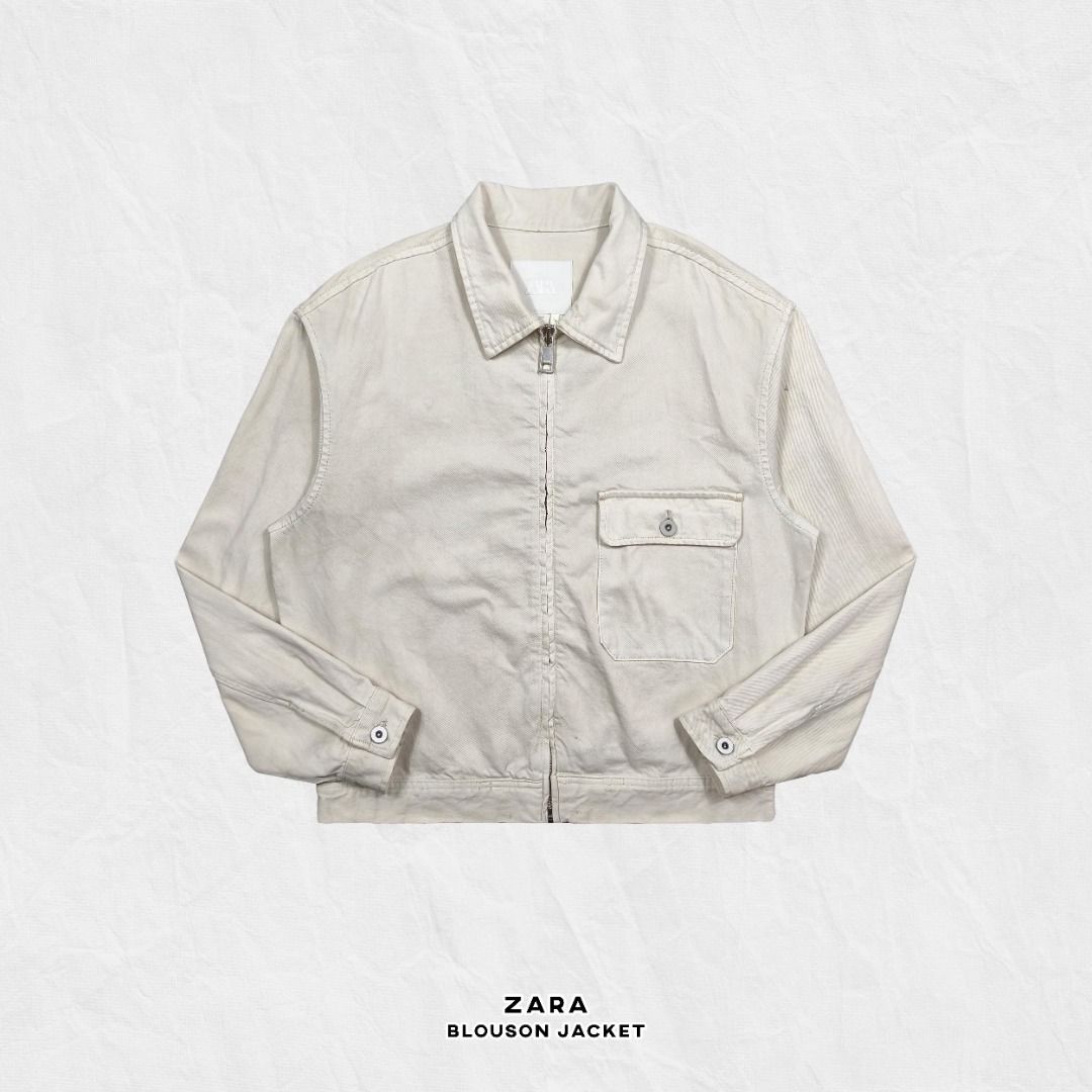 ZARA BLOUSON JACKET (Category: Coats, Jackets and Outerwear) located in Baguio. Submitted by curatedandselected (Listing ID 1461903218, Image 1). Description: Size: medium Dimes: 24W x 25L Condition: 9.5/10 Fabric: cotton.