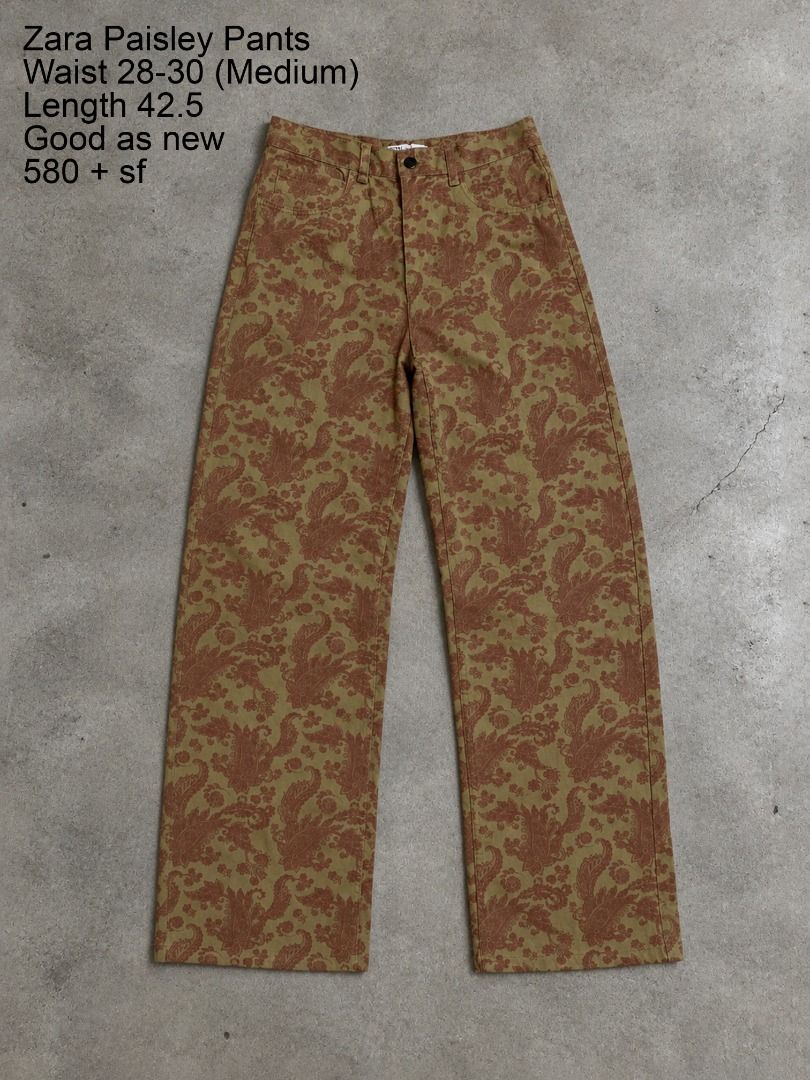 Zara Paisley Straight Fit Pants (Category: Trousers) located in Cadiz. Submitted by davidspothead (Listing ID 1461903765, Image 1). Description: Nakasulat na po ang mga details sa picture. Please check. Nakasulat na po ang mga details sa picture. Please check. Nakasulat na po ang mga details sa picture. Please check. .
