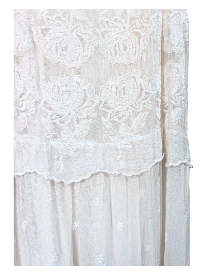 Zara White Lace Maxi Dress (Category: Dresses) located in Baguio. Submitted by lovelemons (Listing ID 1461835022, Image 2). Description: Zara White Lace Maxi Dress Small Excellent condition No flaws.
