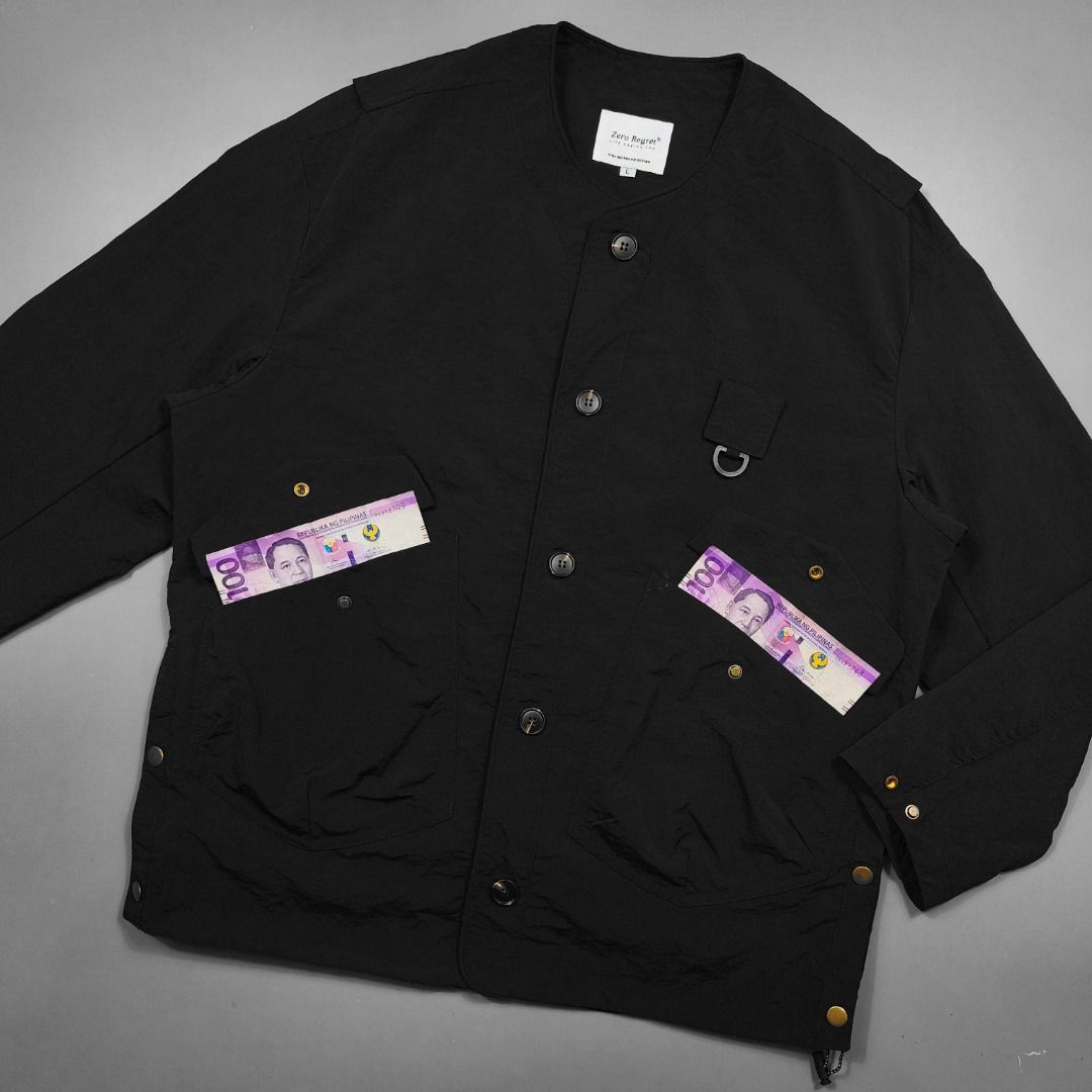 ZERO REGRET NYLON FIELD JACKET (Category: Coats, Jackets and Outerwear) located in Baguio. Submitted by curatedandselected (Listing ID 1461900103, Image 2). Description: Size: large to XL Dimes: 24W x 29L Condition: 9.5/10 Fabric: nylon.