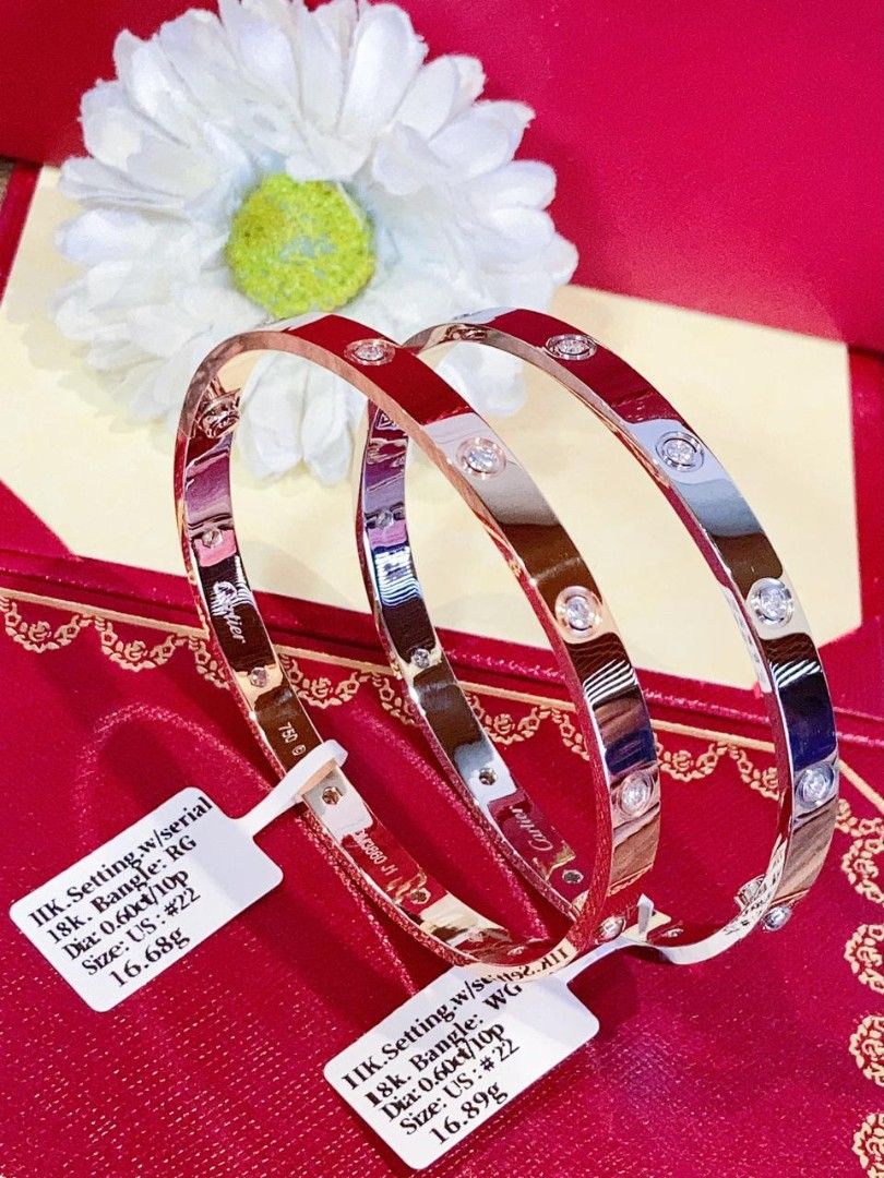 10diamonds crtr love bangle 18k gold hk setting (Category: Bracelets) located in Manila. Submitted by primejewelry (Listing ID 1462081634, Image 3). Description: pm for the price.