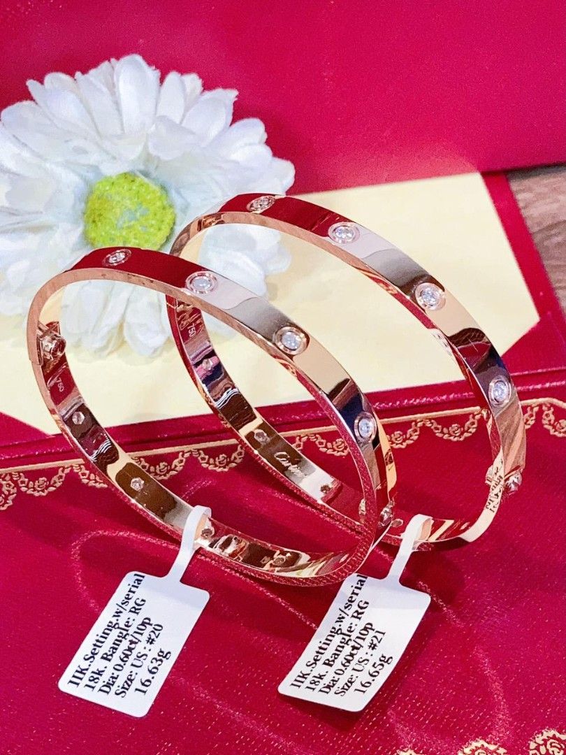 10diamonds crtr love bangle 18k gold hk setting (Category: Bracelets) located in Manila. Submitted by primejewelry (Listing ID 1462081634, Image 1). Description: pm for the price.