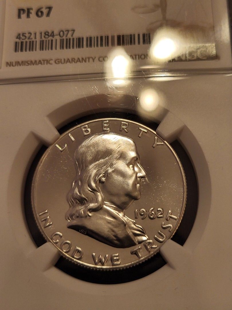 1962 Franklin Silver Half Dollar PF67 Price reduced. (Category: Currency) located in Caloocan City. Submitted by swiftfish.d72520 (Listing ID 1436627709, Image 1). Description: - 1962 Franklin SilverHalf Dollar coin in Proof 67. high grade. 90% Silver. NGC Certified. I have 61-62-63 of the same grade if interested. Mailing is not available for this item. Pick up only. Cash only will meet. Contact #09681109587. good luck ".