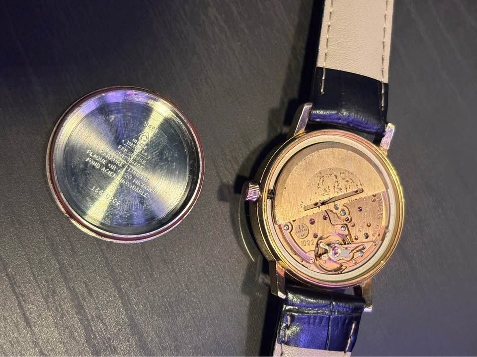 1974 Omega Automatic (Category: Luxury Watches) located in Manila. Submitted by archi.math (Listing ID 1462178140, Image 3). Description: Automatic Mechanical Movement — Cal. 1022 Day-Date display Gold-tone stainless steel case Champagne/gold dial Applied baton hour markers Original Omega crown 36mm case size Swiss Made Running well & keeping accurate time.