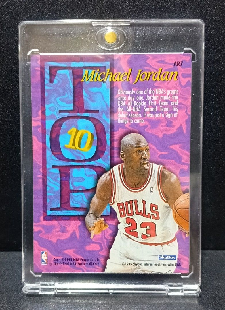 1995 Hoops Top Ten Michael Jordan (Category: Raw Singles) located in Paranaque City. Submitted by limitedrun (Listing ID 1462059863, Image 2). Description: Condition: Near Mint Item Location: Parañaque City PAYMENT: •Bank deposit - BPI, GCash,Maya, GoTyme SHIPPING: •JnT, Grab Express, Lalamove (buyer shoulders shipping fee).