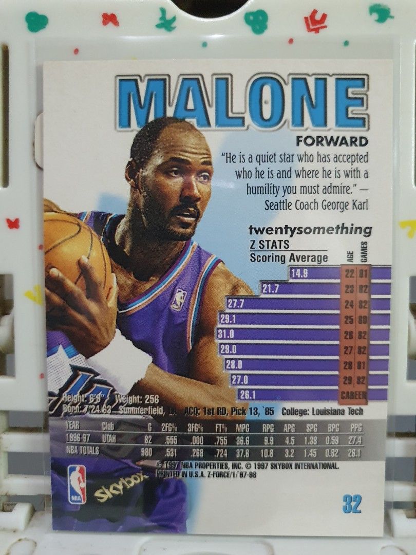 1997-98 Skybox Z-Force - [Base] #32 Karl Malone (Category: Raw Singles) located in Quezon City. Submitted by collectionneursonline88 (Listing ID 1345465342, Image 2). Description: 🔄 Meetups Balintawak Camachile 7/11 Quezon City 🛵 Shipping : - Lalamove ( except Provincial) - Flash Express - GogoExpress - LBC 📥 Payment : cash on meetups Gcash Utah Jazz.