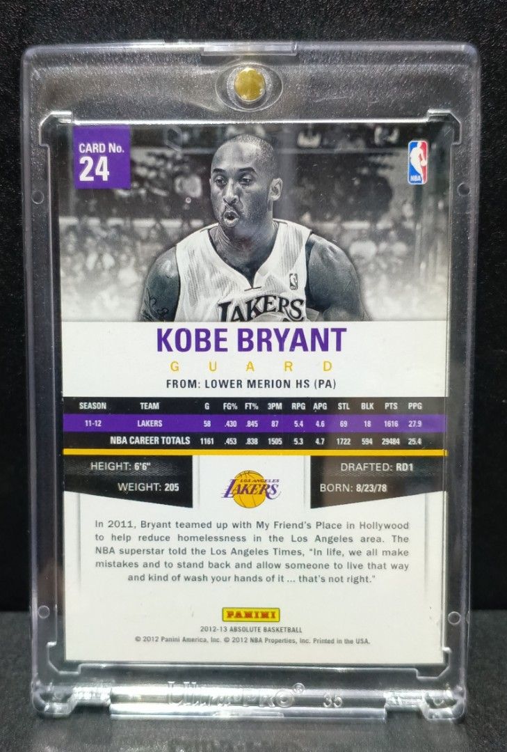 2012 Absolute Kobe Bryant #24 (Category: Other Stationery & Craft) located in Paranaque City. Submitted by limitedrun (Listing ID 1462061153, Image 2). Description: Condition: Near Mint Item Location: Parañaque City PAYMENT: •Bank deposit - BPI, GCash,Maya, GoTyme SHIPPING: •JnT, Grab Express, Lalamove (buyer shoulders shipping fee).