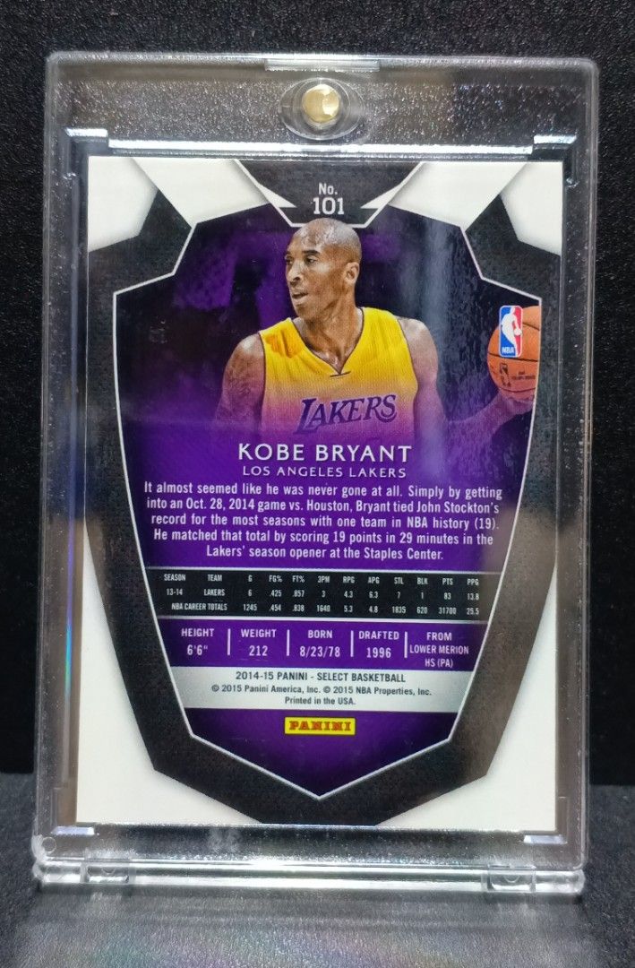 2014 Select Kobe Bryant #101 (Category: Other Stationery & Craft) located in Paranaque City. Submitted by limitedrun (Listing ID 1462066944, Image 2). Description: Condition: Near Mint Item Location: Parañaque City PAYMENT: •Bank deposit - BPI, GCash,Maya, GoTyme SHIPPING: •JnT, Grab Express, Lalamove (buyer shoulders shipping fee).