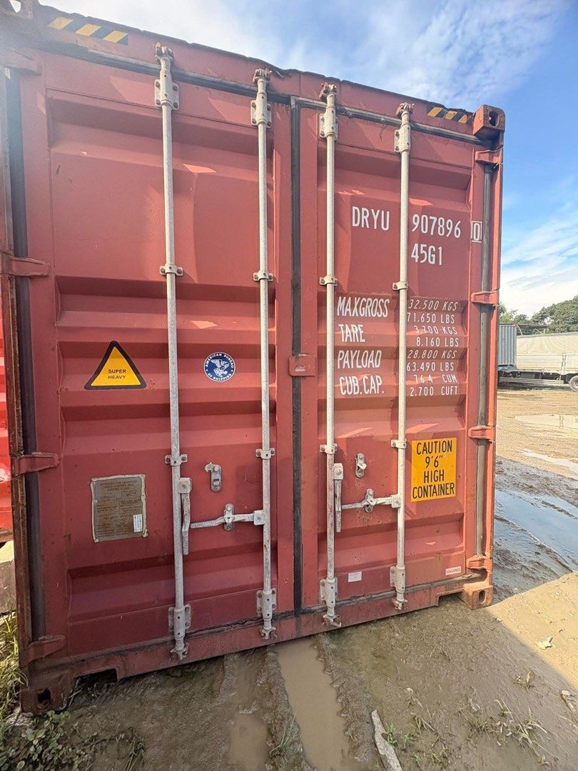 40ft Container Van/Shipping Container for Sale (Category: Construction & Building Materials) located in Manila. Submitted by metrovan_kent (Listing ID 1462067885, Image 2). Description: - 40ft Shipping Container - Container Numbers: BSIU 961381 & DRYU 907896 - Max Weight: 32,500 KGS - Tare Weight: 3,770 KGS - Payload: 28,730 KGS - Cubic Capacity: 76.4 CUM - Ready for transport or storage.