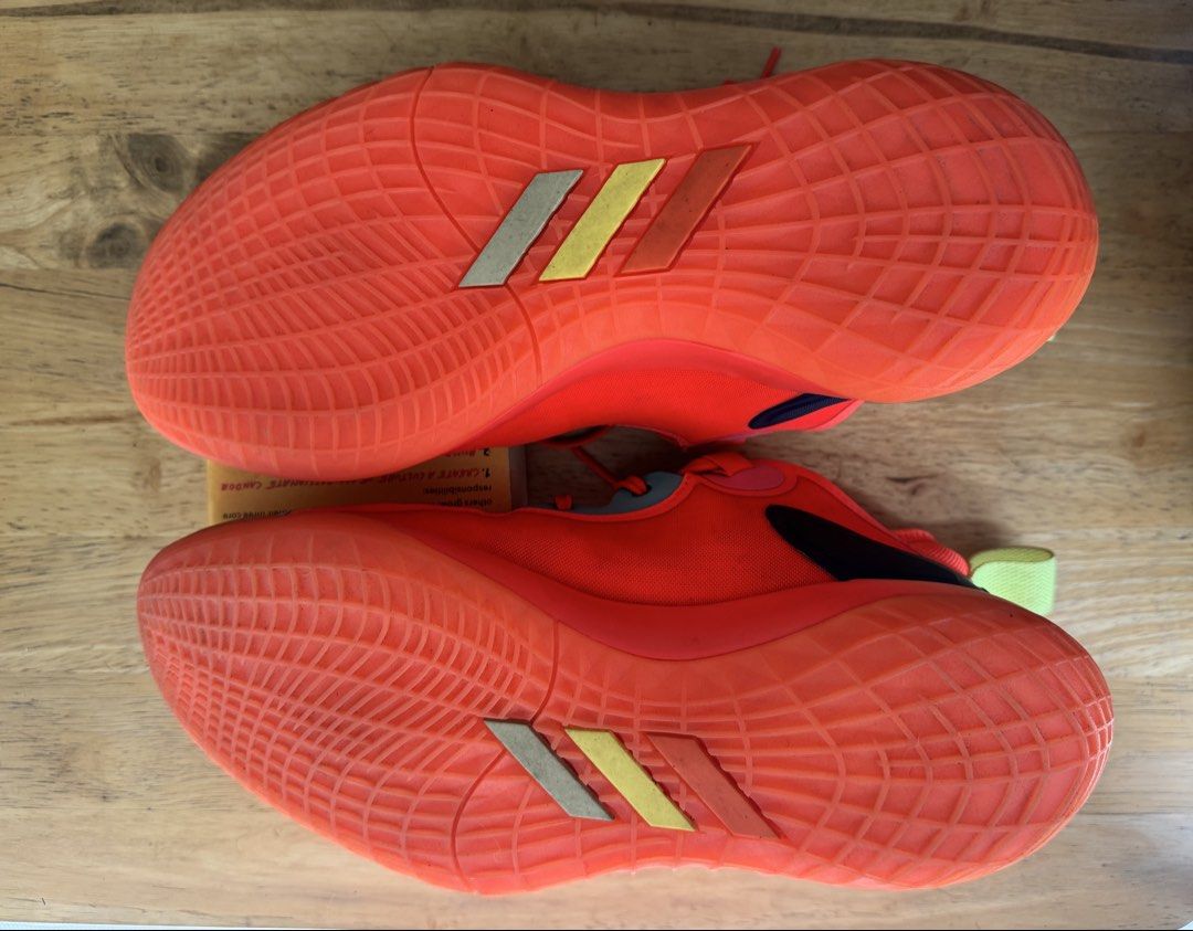 Adidas Harden Stepback 2 “Solar Red” (Category: Sneakers) located in Quezon City. Submitted by leone.trading (Listing ID 1462072081, Image 3). Description: Adidas Harden Stepback 2 “Solar Red” Size: US 7 / UK 6.5 (as seen on the underside of the tongue) No box RFS: Downsizing my collection Additional details: Pristine upper, no heel drags, no separation, light and grippy, fun to use on court. Pwedeng-pwede pa panglaro..