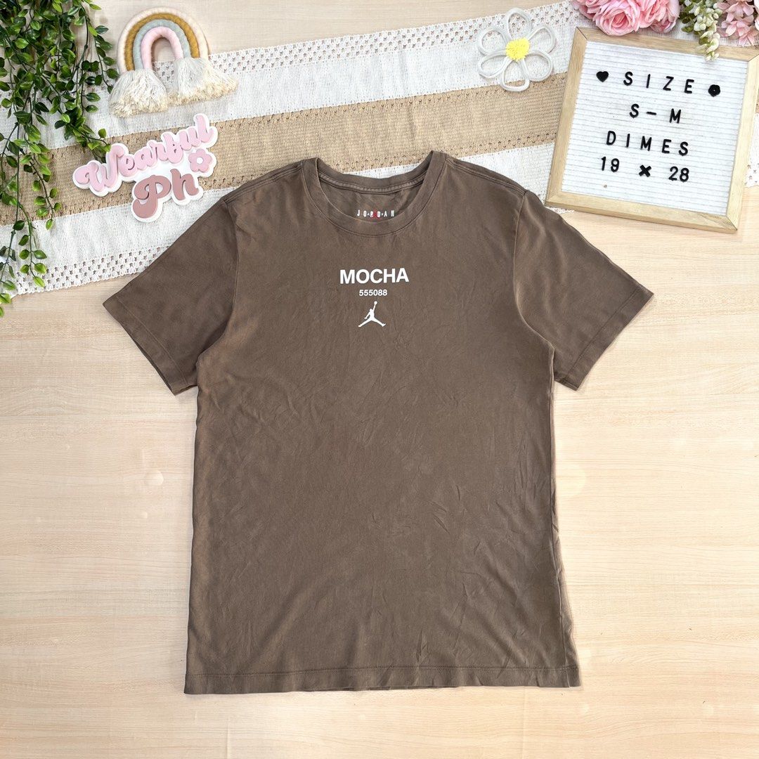 AIR JORDAN MOCHA SHIRT (Category: Tshirts & Polo Shirts ) located in Cabadbaran. Submitted by reylandx (Listing ID 1462083274, Image 1). Description: Excellent condition No issue 9.8/10 color rate Complete washtag yan, di lang napicturan. ₱500 shipped.