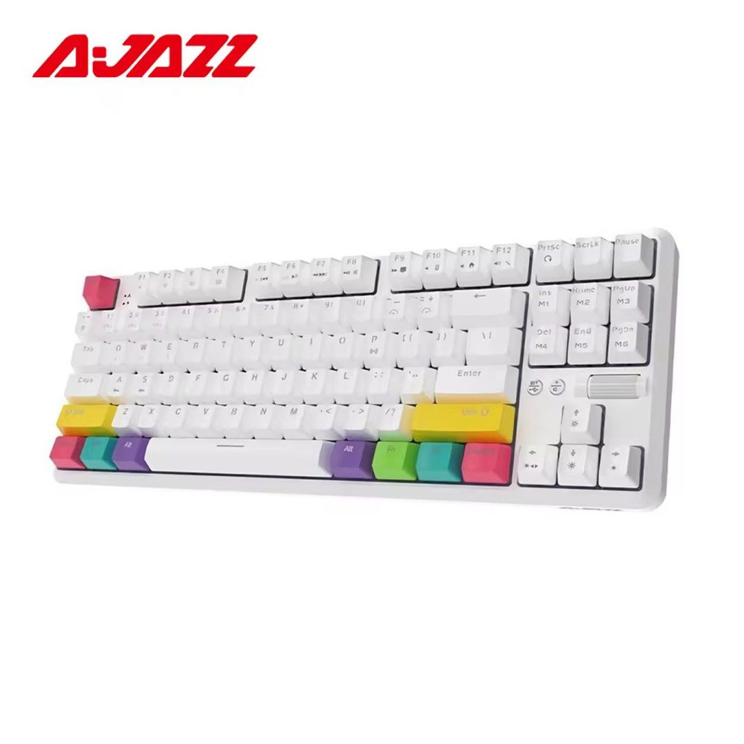 Ajazz K870T Mechanical Keyboard (Red Switch) (Category: Computer Keyboard) located in Batangas. Submitted by xxyrelle (Listing ID 1462255927, Image 1). Description: - Ajazz K870T Mechanical Keyboard - Hot-swappable for easy switch customization - Vibrant RGB lighting with 18 effects - Dual connectivity: USB Type-C and Bluetooth 3.0 - Wide compatibility: Windows, Mac, iOS, Android - Compact 87-key layout - Long-lasting 2000mAh battery.