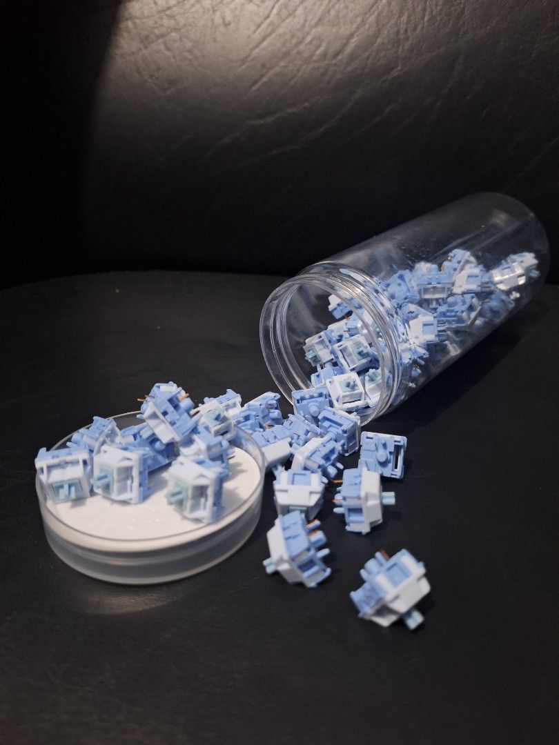 Akko Mirror Linear Switches (80 pcs) (Category: Computer Keyboard) located in Pasig City. Submitted by vamtang98 (Listing ID 1462202690, Image 1). Description: Factory lubed switches. Very smooth and clacky. Only used for a few months but all switches are well-kept, have no bent pins, and still work perfectly. Lowest price. Willing to trade for tactile switches of a similar quantity or value. RFS: I personally don't like clacky linear switches, a