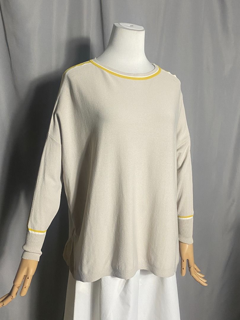 Angelina Japan Beige Knit Pullover Top (Category: Longsleeves) located in Las Pinas. Submitted by ipickyou (Listing ID 1462185480, Image 2). Description: Unwashed Condition: 10/10 𝗠𝗲𝗮𝘀𝘂𝗿𝗲𝗺𝗲𝗻𝘁𝘀 𝘄𝗵𝗲𝗻 𝗹𝗮𝗶𝗱 𝗳𝗹𝗮𝘁: -Armpit to armpit: 25” -Length: 25” .