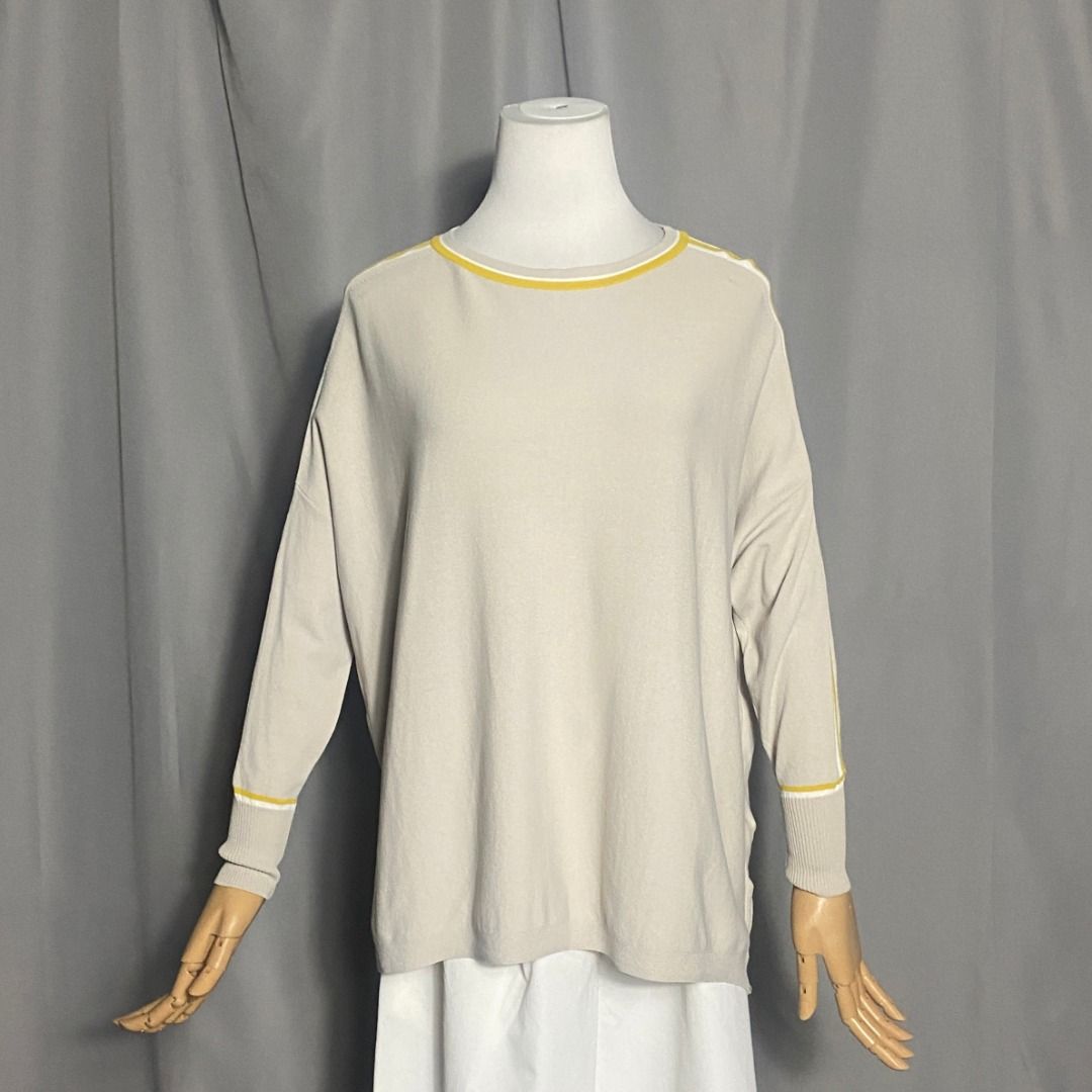 Angelina Japan Beige Knit Pullover Top (Category: Longsleeves) located in Las Pinas. Submitted by ipickyou (Listing ID 1462185480, Image 1). Description: Unwashed Condition: 10/10 𝗠𝗲𝗮𝘀𝘂𝗿𝗲𝗺𝗲𝗻𝘁𝘀 𝘄𝗵𝗲𝗻 𝗹𝗮𝗶𝗱 𝗳𝗹𝗮𝘁: -Armpit to armpit: 25” -Length: 25” .
