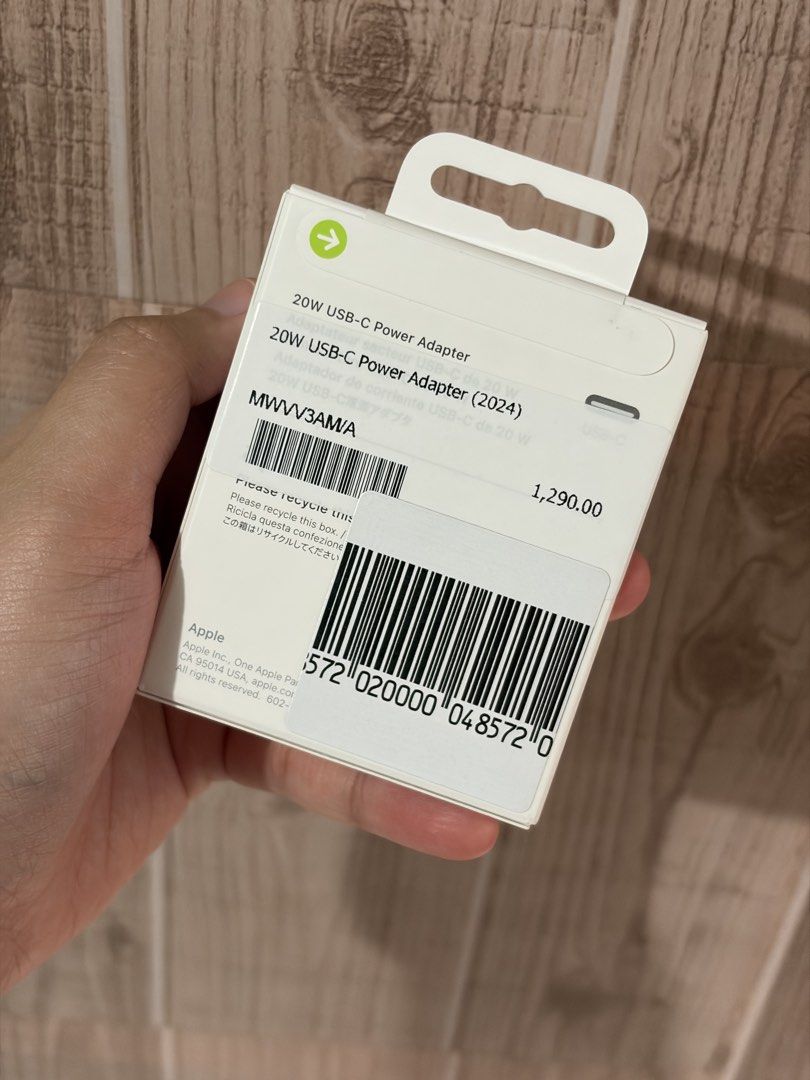 Apple USB-C 20W Power Adapter (2024) (Category: Chargers & Cables) located in Manila. Submitted by d2hhdqfj6n90428 (Listing ID 1462078953, Image 3). Description: - Apple USB-C 20W Power Adapter - 2024 Model - Brand new, sealed in original packaging - Authentically purchased from Power Mac Center .
