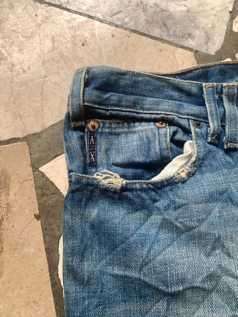ARMANI EXCHANGE BLUE DENIM PANTS (Category: Jeans) located in Cagayan de Oro. Submitted by locostreet (Listing ID 1462226036, Image 3). Description: ARMANI EXCHANGE BLUE DENIM PANTS W 34 L 43 LEG OPENING 12 HEM 10 AUTHENTIC/LEGIT YKK ZIP COLOR RATE 9/10 ISSUE NONE (NEED WASH ONLY) DM TO PURCHASE 📩📩.