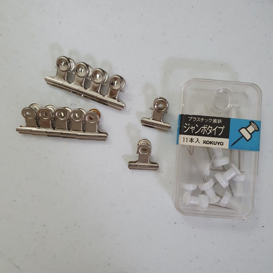 Assorted Stationery: Push Pins, Binder Clips, Slide Clips (Category: Stationery & School Supplies) located in Paranaque City. Submitted by cobien (Listing ID 1462162645, Image 2). Description: - Bundle includes assorted push pins (various colors & sizes). - Comes with metal binder clips in two convenient sizes. - Includes a pack of colorful slide clips. - Ideal for organizing papers, crafting projects, or office use. - All items are in good, pre-