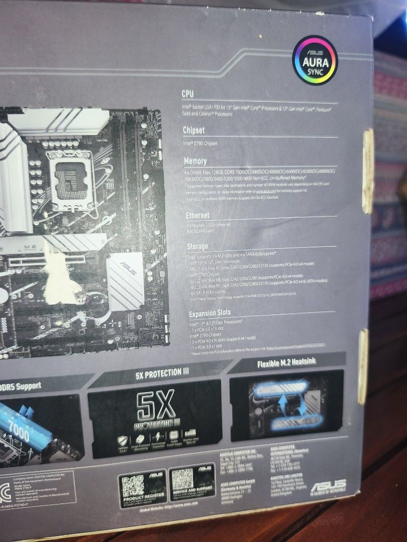 ASUS PRIME Z790-P (Category: Hard Disks & Thumbdrives) located in Manila. Submitted by mrs.jane08 (Listing ID 1462049863, Image 3). Description: The image shows the retail box for the ASUS Prime Z790-P ATX motherboard. Key Specifications CPU Socket: LGA 1700 socket designed for 12th, 13th, and 14th Generation Intel Core processors. Memory Support: DDR5 memory slots for high-speed RAM performance. Expansion Slot: PCIe 5.0 ready for modern graphics