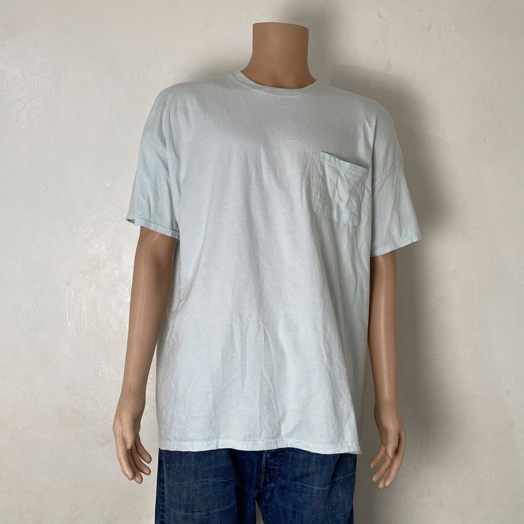 ATHLETIC 👕| Light Blue Oversized Pocket Tee (Category: Tshirts & Polo Shirts ) located in Bulacan. Submitted by orc.ph (Listing ID 1462130870, Image 2). Description: ATHLETIC 👕| Light Blue Oversized Pocket Tee Material Used: 100% Cotton •Light Blue •Baggy •Oversized •Ribbed Collar •Left Chest Pocket •Short Sleeve •Active Wear Size: 2XL Width: 27 Length: 29 Used Condition. Minor Visible Flaws. ISSUE: Un/Washable Stains ⚠️ Note: For Inspo lang po