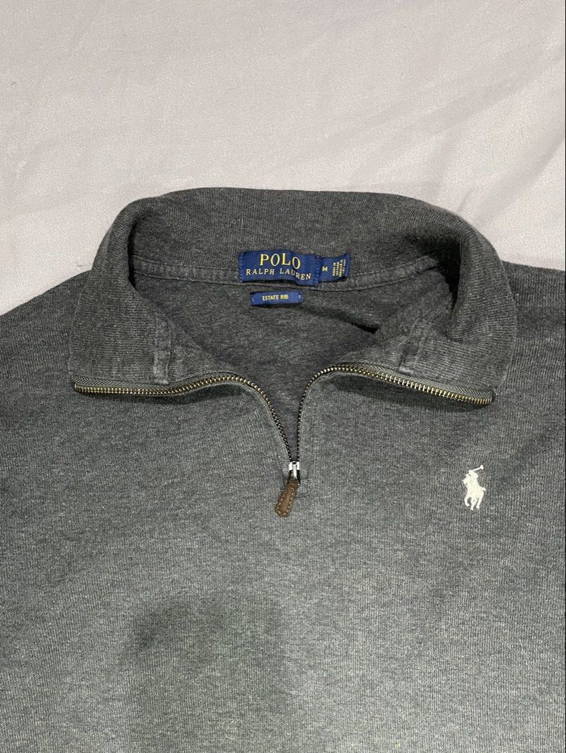 AUTHENTIC Ralph Lauren Quarterzip (Category: Coats, Jackets and Outerwear) located in Manila. Submitted by josephowns53408 (Listing ID 1462121446, Image 2). Description: Ralph Lauren Grey Quarterzip Medium Width21” × Length25”.