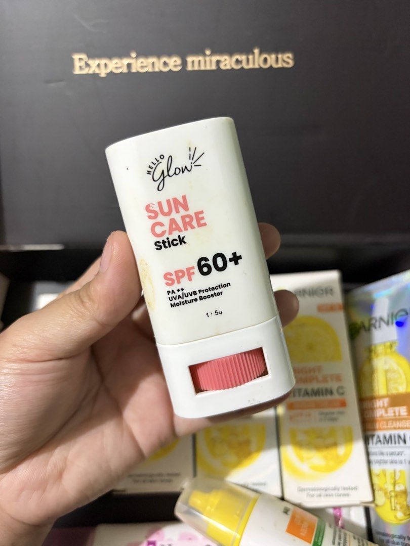 B1T1 Hello Glow Suncare Stick - 2 pcs (Category: Face Care) located in Quezon City. Submitted by berrystrawng (Listing ID 1462046580, Image 1). Description: both are used once only rfs: affiliate.