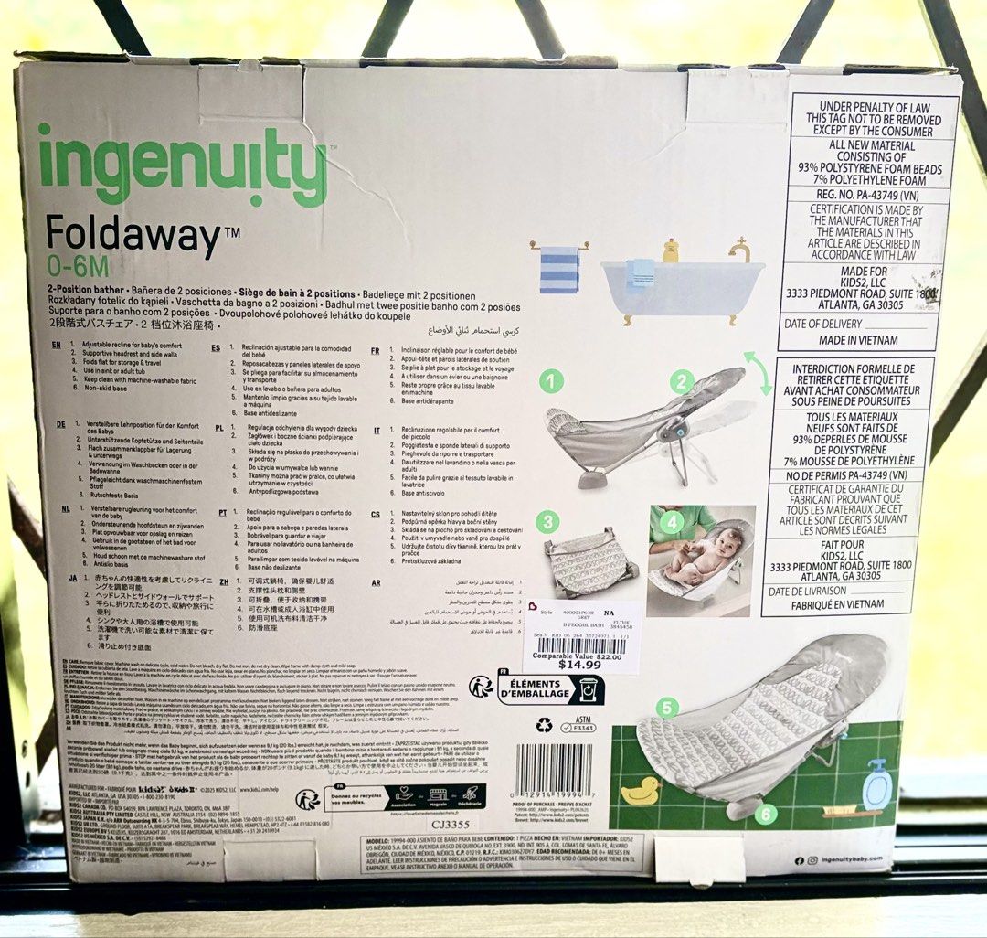 Baby Bather (Category: Baby Toiletries & Grooming) located in Quezon. Submitted by ymajjj (Listing ID 1462069458, Image 3). Description: RFS: Decluttering, Extra bather Ingenuity Foldaway 2-Position Baby Bather, Gray, Unisex Loc: Fairview QC -meetup at SM Fairview/Pickup at Lagro Sacred Heart Village -J&T delivery/Lalamove/Grab Payment first before shipping SF c/o buyer Contact person: Jamy Agustin Contact number: 09633666851.