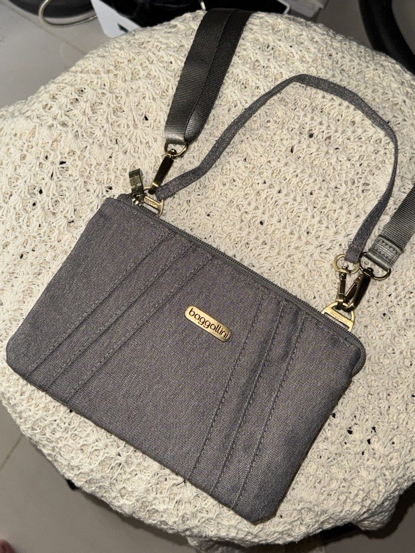 Baggallini Grey Canvas Crossbody Bag (Category: Cross-body Bags) located in Bacolod City. Submitted by vintage_vogue6100 (Listing ID 1462140752, Image 1). Description: - Brand: Baggallini - Color: Grey - Material: Canvas - Closure: Zippered - Strap: Adjustable crossbody strap - Features: Textured fabric, - Size: Small and compact, perfect for carrying essentials.