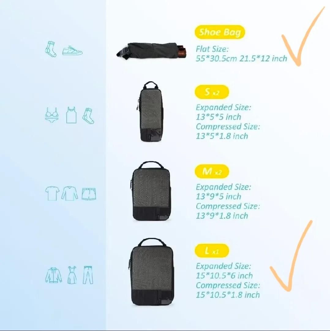 Bagsmart Packing Cubes (Category: Travel Essentials & Accessories) located in Pasig City. Submitted by ccsakura4 (Listing ID 1462157557, Image 2). Description: For sale: Bagsmart Packing cubes Large packing cube plus Shoe Bag. Brand new. P450.