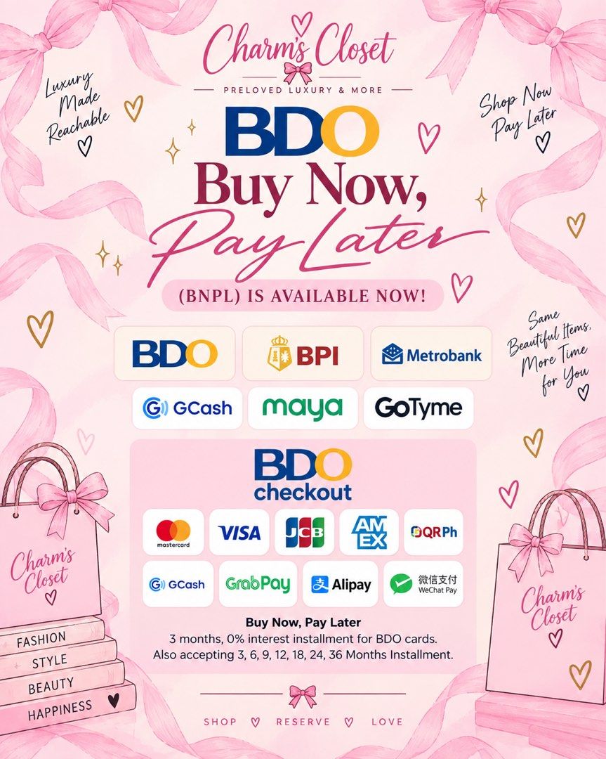 BDO CHECKOUT BNPL is available NOW! (LAYAWAY ACCEPTED) (Category: Announcements) located in Cavite. Submitted by charmscloset888 (Listing ID 1462045720, Image 1). Description: .