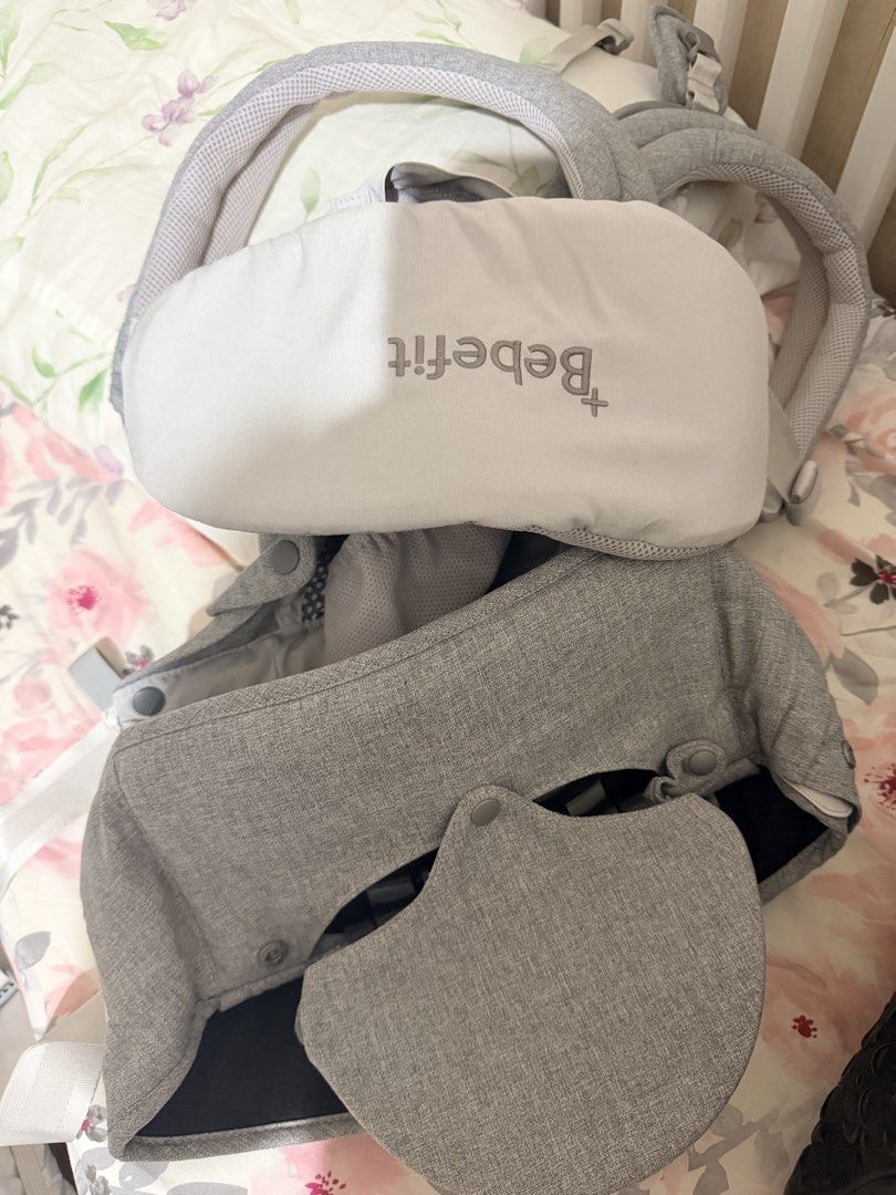 BebeFit Baby Carrier (Category: Carriers & Slings) located in Cebu City. Submitted by cutexoxoshop (Listing ID 1462053337, Image 1). Description: - BebeFit Grey & White Baby Carrier - Multiple carrying positions for versatility - Padded straps for maximum comfort - Secure snap button closures - Allows for hands-free carrying.