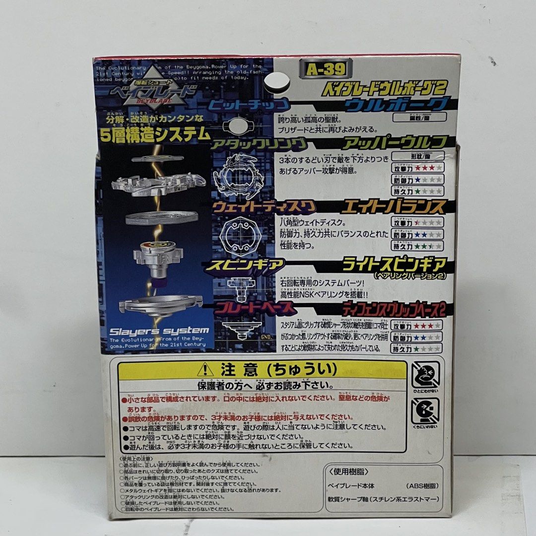 BEYBLADE A-39 WOLBORG 2 (Category: Action & Battle Toys) located in Manila. Submitted by belleshop2.55 (Listing ID 1462174508, Image 2). Description: WYSIWYG Unassembled Kit.