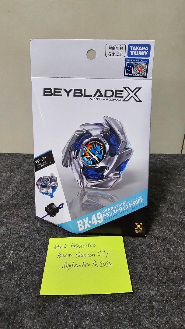 Beyblade X BX-49 Dran Strike (Category: Action & Battle Toys) located in Manila. Submitted by greycrane (Listing ID 1462167769, Image 1). Description: Beyblade X BX-49 Dran Strike for 1k Bankee, sealed with code. Location: Baesa, Quezon City. Pickup only. Buyer books and shoulders shipping. Payment via BPI or Gcash. Pm for queries. Thanks for looking. .