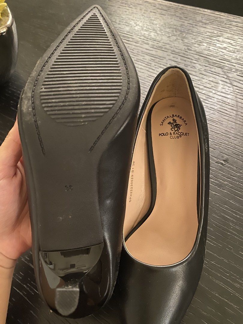 Black Heels (Category: Heels) located in San Pedro. Submitted by mikkaaela (Listing ID 1462091567, Image 3). Description: - Brand: Santa Barbara Polo & Racquet Club - Size: 36 -Good, with minor signs of wear on the sole.