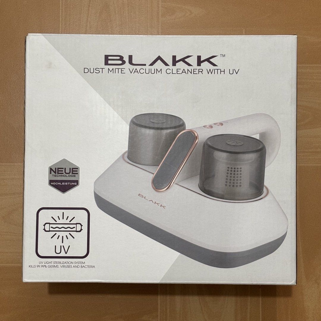 BLAKK Dust Mite Vacuum Cleaner with UV (Category: Vacuum Cleaner & Housekeeping) located in Manila. Submitted by kndsccart (Listing ID 1462091506, Image 1). Description: - Rechargeable handheld bed cleaner - Brushless dual DC motor - UV light sterilization system kills 99.99% of germs, viruses, and bacteria. - With a lightweight body and LED indicator - Cyclone filtration system - Usage time of ≥13mins on high and ≥25mins on low - Charges in 4hrs