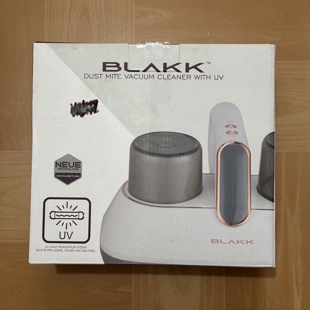 BLAKK Dust Mite Vacuum Cleaner with UV (Category: Vacuum Cleaner & Housekeeping) located in Manila. Submitted by kndsccart (Listing ID 1462091506, Image 3). Description: - Rechargeable handheld bed cleaner - Brushless dual DC motor - UV light sterilization system kills 99.99% of germs, viruses, and bacteria. - With a lightweight body and LED indicator - Cyclone filtration system - Usage time of ≥13mins on high and ≥25mins on low - Charges in 4hrs