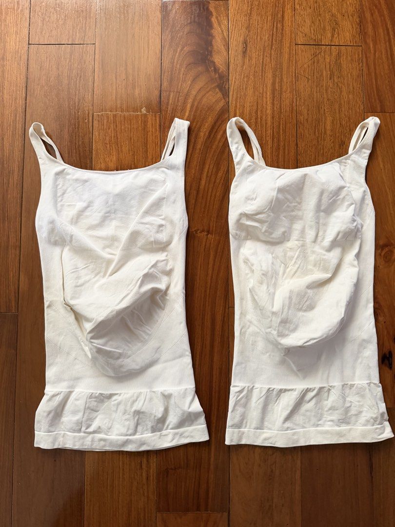 Blanqi Maternity support overbust tank top in white bundle size S (Category: Maternity wear) located in Quezon City. Submitted by closet.cha (Listing ID 1462055158, Image 1). Description: ₱1800 for 2 already! Lp posted for all bundle price Size small color white cream Really helps with belly support! The one on the left has a little himulmol but minor only. Other than that, no issue on the clothes. *PLEASE READ DESCRIPTION, DO NOT MAKE AN OFFER I