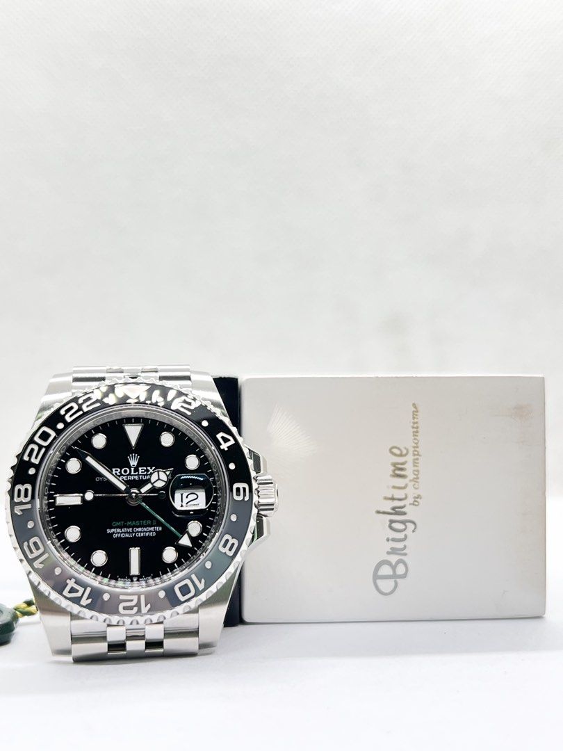 Brand New Rolex Oyster Gmt Master II 126710GRNR “Bruce Wayne” Black Dial Automatic Steel Casing Bracelet ( Sept 26 ) (Category: Watches) located in Singapore. Submitted by brightime (Listing ID 1462088099, Image 3). Description: Brand New Rolex Oyster Gmt Master II 126710GRNR “Bruce Wayne” Black Dial Automatic Steel Casing Bracelet ( Sept 26 ) ** Brand New ** ** Stickers Removed By AD ** Model : 126710GRNR Also known as : Oyster Gmt Master II “Br