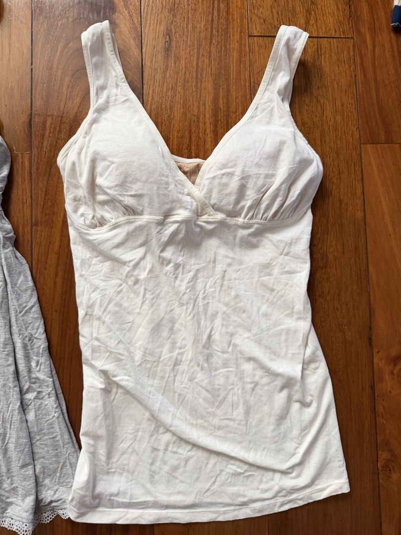 Breastfeeding Tops and handsfree pump bra bundle size S-M (Category: Breastfeeding & Bottle Feeding) located in Quezon City. Submitted by closet.cha (Listing ID 1462056533, Image 3). Description: Bundle price lp laready Gray top is mamanbebe size s White top is muji maternity tank cotton size s/m Black cotton pumping muji bra is size s No issues *PLEASE READ DESCRIPTION, DO NOT MAKE AN OFFER IF YOU ARE NOT SURE* Size: XS/S With lining but no pads