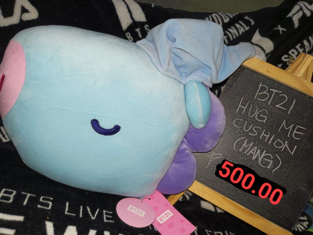BT21 Hug Me Cushion (Mang) (Category: Plushies & Soft Toys) located in Manila. Submitted by cypherchepark (Listing ID 1462235535, Image 1). Description: - BT21 Hug Me Cushion featuring Mang - Super soft and huggable material - Ideal for BTS fans - Great for room decor or cuddling - Comes with original tags.