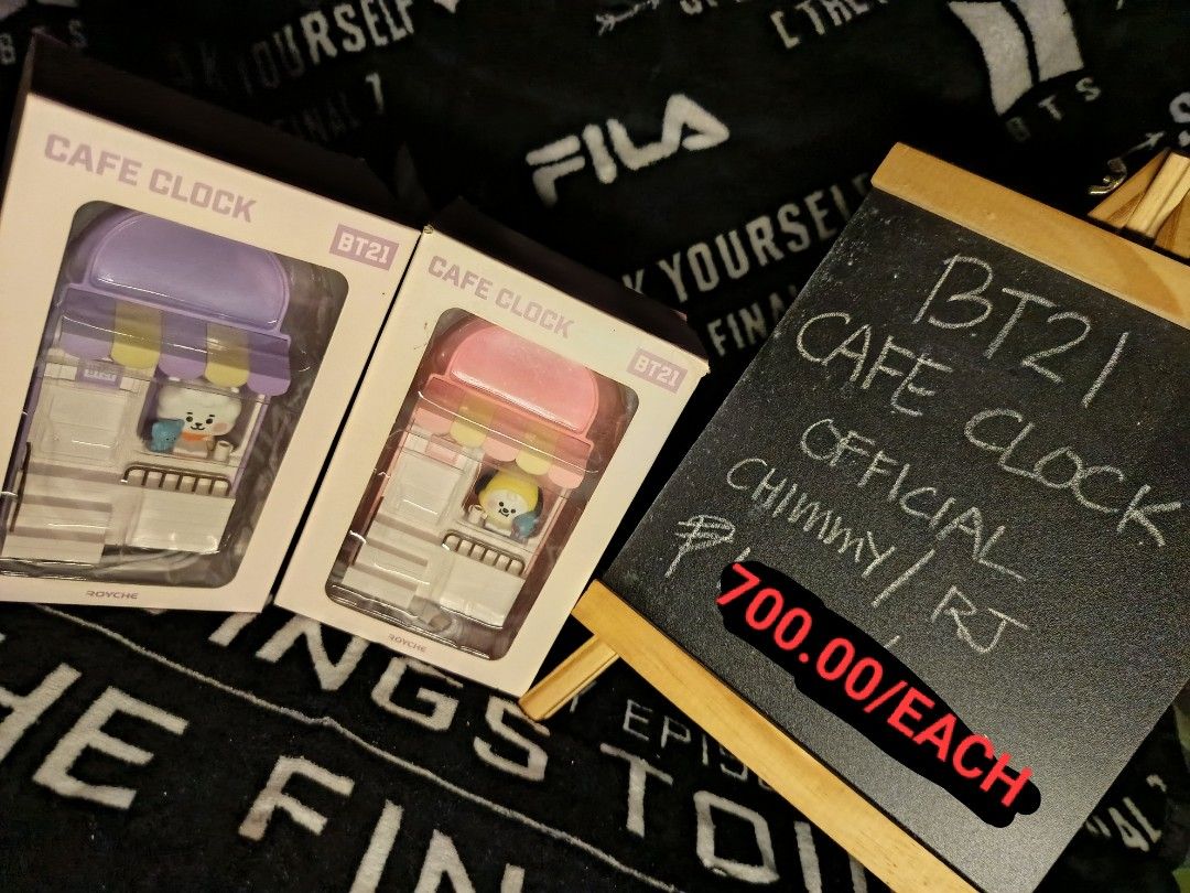 BT21 Official Cafe Clock - Chimmy / RJ (Category: K-Wave Merchandise) located in Manila. Submitted by cypherchepark (Listing ID 1462235843, Image 1). Description: If mine both,, 1,200 both only 💜 - Official BT21 Cafe Clocks - Available Characters: Chimmy, RJ - Cute desk clock with a cafe theme - Price: P700.00 each - Get yours now!.