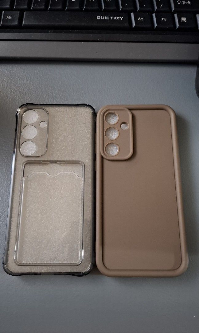 [BUNDLE] Phone Case for Samsung A55 5g (Category: Cases & Sleeves) located in Quezon City. Submitted by trendsbykikay (Listing ID 1462196995, Image 1). Description: Selling my Phone Cases (in Bundle) for only 120 pesos. ✅️ used both only once ✅️ Crysal Soft Silicone (left) and Silicone (right) ✅️ shockproof; full protection ❎️ no plastic covers (pero lalagyan ko nalang pag sure buyer na hehe).